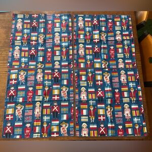 Vintage Small World International Flag Children Fabric Napkin Lot of 4 Unique